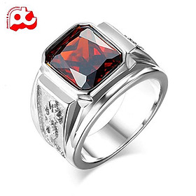 Nhẫn nam đẹp cao cấp thời trang titan thép không gỉ cham rồng trangsucpt đá đỏ màu trắng PTNNA249