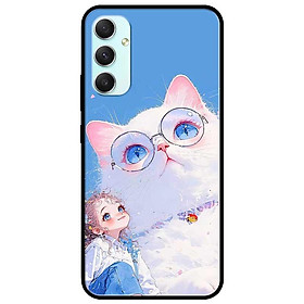 Ốp lưng cho Samsung A14 - A24 - A34 - A54 - Cô Gái Và Mèo Kính - Hàng Chính Hãng