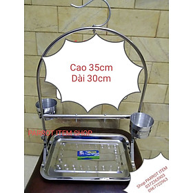 1 cầu đứng nhỏ dài 30 rộng 22 cao 35 dành cho lovebird, cockateil, ngực hồng, sun, Green Check,lory đứng (chưa bao gồm xích chân)