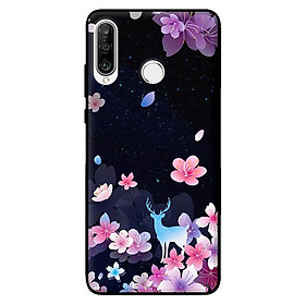 Ốp in cho Huawei P30 Lite Hoa Hươu Nền Đen - Hàng chính hãng