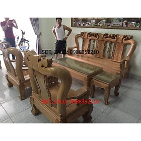 Bàn ghế gỗ sồi nga bộ ban ghế phong khach gỗ sôi  bộ ban ghế tay tron gỗ sôi tay 12