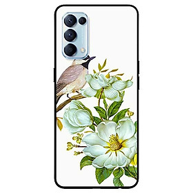 Ốp lưng dành cho Oppo Reno 5 mẫu Chim Đậu Cành Hoa Trắng