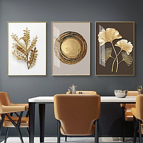 BỘ 3 TRANH TREO TƯỜNG GOLDEN, PHONG CÁCH TỐI GIẢN, HIỆN ĐẠI, PHONG VẠN PHÁT PVP-DC3015