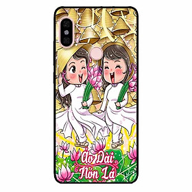 Ốp lưng in cho Xiaomi Mi 8 Mẫu Đôi Bạn Áo Dài