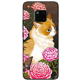 Ốp lưng in cho Huawei Mate 20 Pro Mẫu Mèo Và Hoa