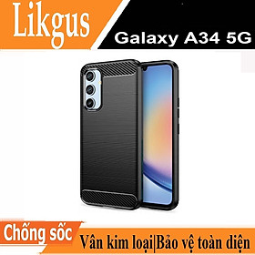 Ốp lưng chống sốc vân kim loại cho Samsung Galaxy A34 5G hiệu Likgus (chuẩn quân đội, chống va đập, chống vân tay) - Hàng nhập khẩu