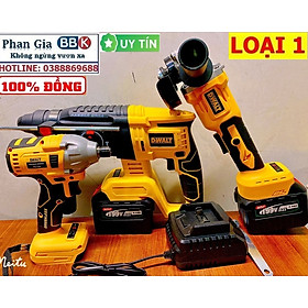 Bộ Combo 3 Máy Gồm Máy Khoan Đục Bê Tông, Máy Mài Và Máy Chuyên Vít Dùng Pin 199V 15 Cell, Máy Khoan Đục Bê Tông, Máy Cắt Cầm Tay - Bảo Hành 1 Năm