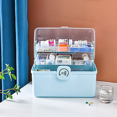 Tủ thuốc gia đình 3 ngăn dựng lọ móng chân mỹ phẩm đa năng