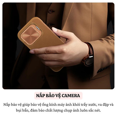Bao da chống sốc bảo vệ camera cho iPhone 16 Pro / 16 Pro Max hiệu Nillkin Qin ProP - Tích hợp chân đế, ngăn đựng thẻ, Da PU cao cấp - Hàng nhập khẩu