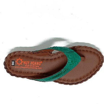 Dép nữ Huy Hoàng da cá sấu màu xanh lá HT7243