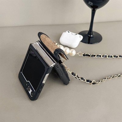 Ốp Lưng Cho Samsung Galaxy Z FLip 6 / Z Flip Vải Bố Dạng Ví Có Dây Đeo Dài - BUM STORE GALAXY CASE