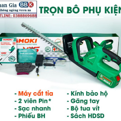 Máy Cắt Tỉa Hàng Rào Cắt Cây Cảnh HIMOKI Chính Hãng - Động Cơ Lõi Đồng 100% - Chân Pin Phổ Thông 4cm 