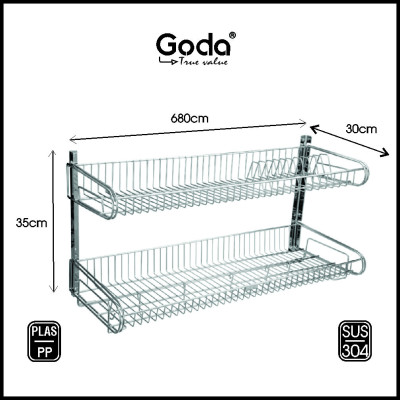 Kệ Mâm 2 Tầng Úp Chén Dĩa Có Khay Hứng Goda PT966