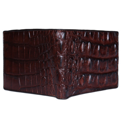 HJ2243 - Bóp nam Huy Hoàng da cá sấu gai lưng màu nâu đất