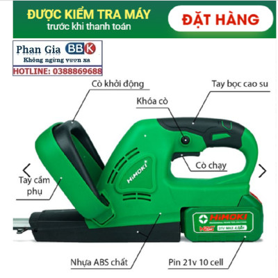 Máy Cắt Tỉa Hàng Rào Cắt Cây Cảnh HIMOKI Chính Hãng - Động Cơ Lõi Đồng 100% - Chân Pin Phổ Thông 4cm 