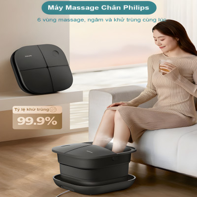 Bồn ngâm kiêm máy massage chân tự động Philips PPM5103F. Hàng chính hãng