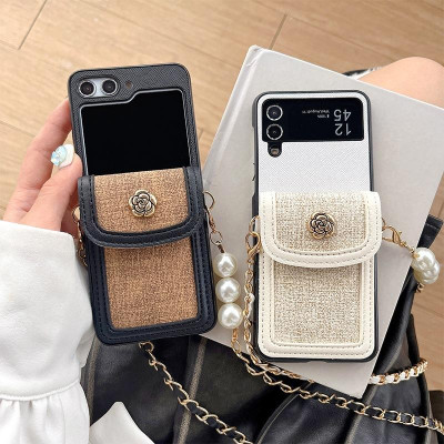 Ốp Lưng Cho Samsung Galaxy Z FLip 6 / Z Flip Vải Bố Dạng Ví Có Dây Đeo Dài - BUM STORE GALAXY CASE