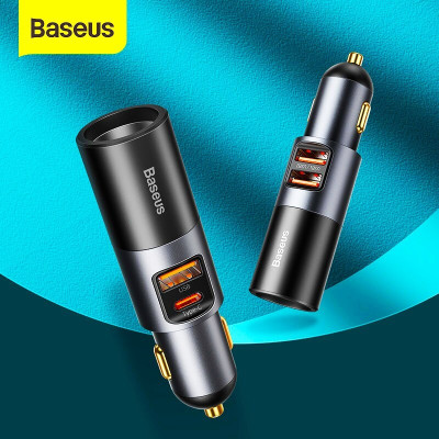 Tẩu Sạc 120W Trên Ô Tô QC 4.0 3.0 PD PPS Type C Sạc Nhanh 2 Cổng USB - Hàng Chính Hãng Baseus