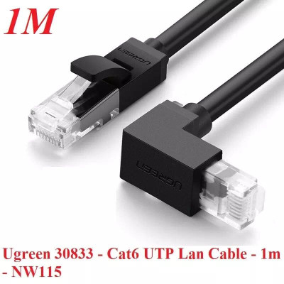 Ugreen UG30833NW115TK 1M màu Đen Cáp mạng CAT6 UTP 90 độ - HÀNG CHÍNH HÃNG