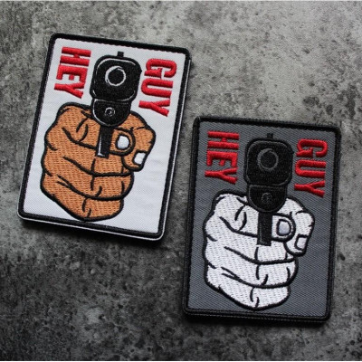 Patch_velcro HEY GUY tay cầm Gun dán quần áo_ba lô túi xách