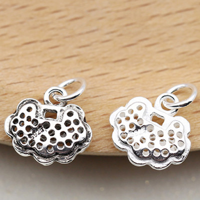 Combo 2 cái charm bạc hình khóa trường mệnh may mắn treo - Ngọc Quý Gemstones