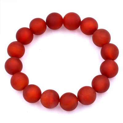 Vòng tay chuỗi hạt thạch anh đỏ mài mờ 12 ly 16 hạt