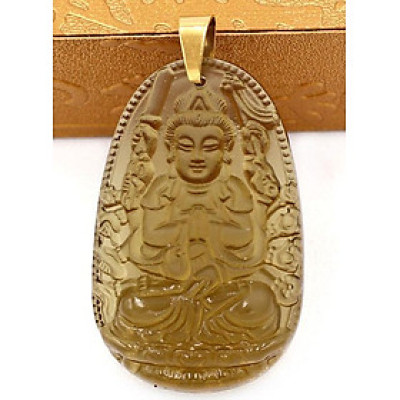 Mặt dây chuyền phật Thiên Thủ Thiên Nhãn đá Obsidian 5cm MBNN8 - phật bản mệnh tuổi Tý - Mặt size lớn