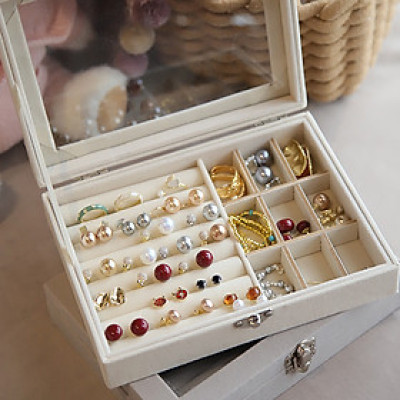 Hộp đựng trang sức  loại to bằng vải nhung sang trọng , có khóa hiện đại , bảo vệ trang sức , chống bụi , chống oxy hóa  tiện dụng