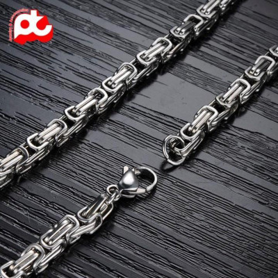 Dây chuyền nam titan đẹp sang trọng thép không gỉ ziczac trangsucpt kích cỡ 7mm màu trắng PTDCNA35