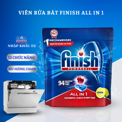 Túi 94 viên rửa chén Finish All In1 Max Dishwasher Tablets PTT09438