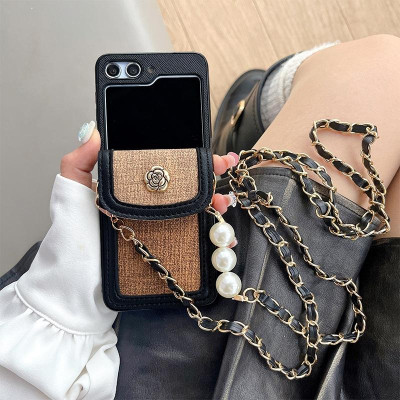 Ốp Lưng Cho Samsung Galaxy Z FLip 6 / Z Flip Vải Bố Dạng Ví Có Dây Đeo Dài - BUM STORE GALAXY CASE