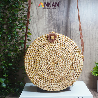 Túi Mây Thời Trang Có Dây Đeo – Túi Mây Vintage Handmade, Túi Mây Đeo Chéo Đi Biển, Picnic, Dạo Phố
