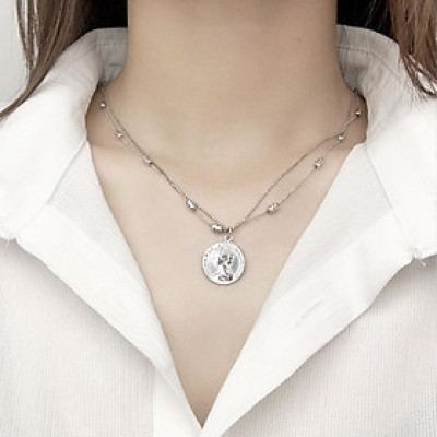 Dây chuyền chuỗi xích sợi kép hạt độc đáo cá tính