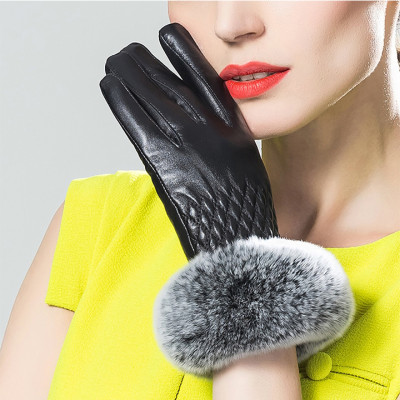 Găng tay nữ da cừu cao cấp BHY5422 Bao tay nữ. Lót lông siêu ấm, cản gió, giữ nhiệt....