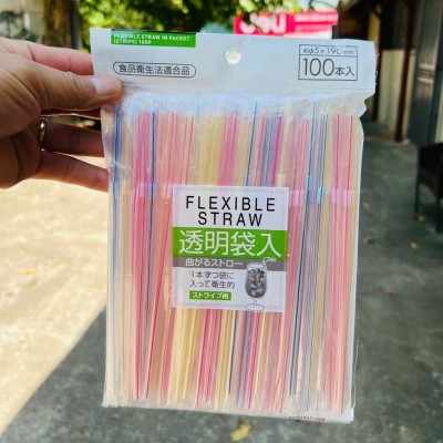 Set 100 ống hút Flexible Straw Ø5mmx190mm - Hàng nội địa Nhật Bản nhập khẩu chính hãng
