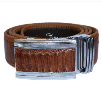 HP4466 - Dây nịt nam da đà điểu Huy Hoàng đan viền 4P màu vàng bò