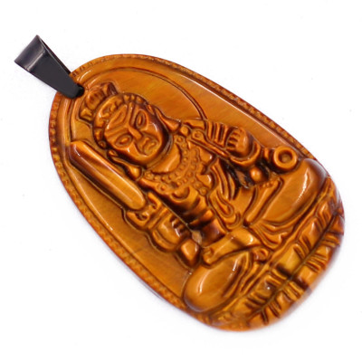 [Tuổi Dậu] Mặt Dây Chuyền Phật Bất Động Minh Vương Đá Mắt Hổ Size Nhỏ 3.6cm & Size Lớn 5cm- Tặng Kèm Móc Inox - Phong Thủy 868 - May Mắn - Bình An