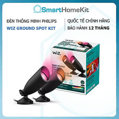 Đèn chiếu điểm ngoài trời WiZ Full Color 12V Ground Spot Starter Kit 16 triệu màu kết nối Wifi & Matter, Hàng Chính Hãng