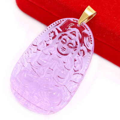 Mặt dây chuyền phật Phật Thiên Thủ Thiên Nhãn thủy tinh tím 3.6cm - phật bản mệnh tuổi Tý - Mặt size nhỏ