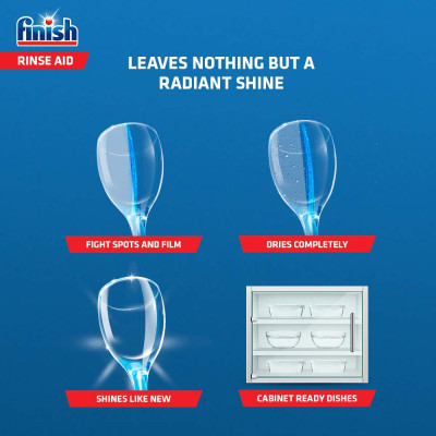 Nước làm bóng và khô chén, đĩa Finish Dishwasher Rinse Aid Shinier & Drier Dishes Lemon Sparkle 800ml QT004996 - hương chanh