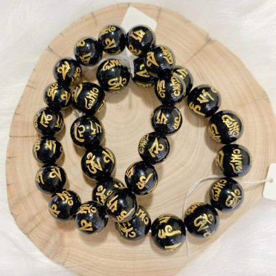 Vòng tay Phong Thủy đá Poly Đen khắc Kinh Phật Thiên Nhiên Cao Cấp Đ.V.U0025 (Có 04 Ly)