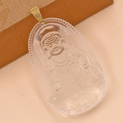 [Tuổi Dậu] Mặt Dây Chuyền Phật Bất Động Minh Vương Đá Pha Lê Trắng Size Nhỏ 3.6cm & Size Lớn 5cm- Tặng Kèm Móc Inox - Phong Thủy 868 - May Mắn - Bình An