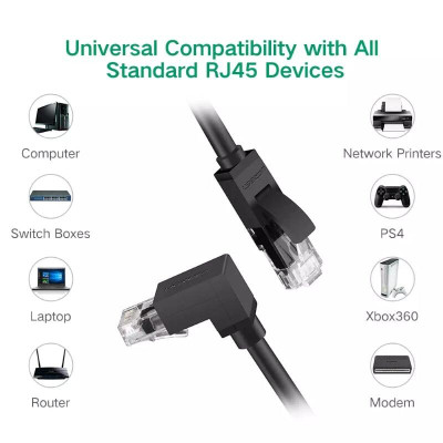 Ugreen UG30833NW115TK 1M màu Đen Cáp mạng CAT6 UTP 90 độ - HÀNG CHÍNH HÃNG