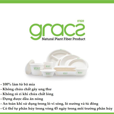 Chén giấy bã mía Thái Lan 350ml (50 cái/xấp) - thương hiệu Gracz