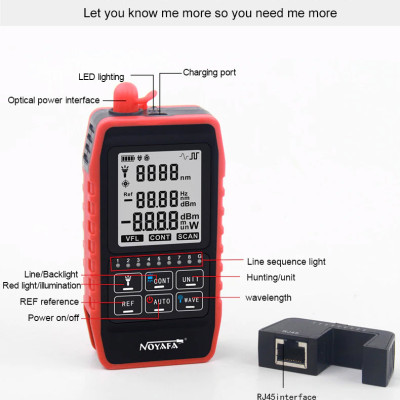 Máy Đo Công Suất Quang Và Test Cáp Mạng NOYAFA NF-908 (Dùng Pin Sạc) - Hàng Chính Hãng. NOYAFA NF-908 Multifunction Optical Power Meter Visual Fault Locator Network Cable Test Optical Fiber Tester