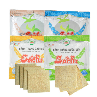 Thùng 50 Gói Loại 60Gram, Bánh Tráng Ruốc Biển Cao Cấp Nướng Sẵn Sachi