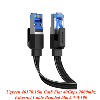 Ugreen UG40176NW190TK 15m 40Gbps 2000mhz dây dẹt Nylon Braided Màu Đen Cáp mạng Cat8 - HÀNG CHÍNH HÃNG