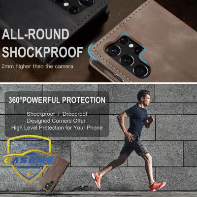 Bao da cao cấp dành cho Samsung S23 Ultra, Samsung S23 Plus, Samsung S23 dạng ví Caseme - Hàng Nhập Khẩu