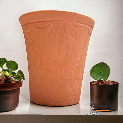 Chậu Gốm Đất Nung Vót Miệng Loe D15cm X H16cm