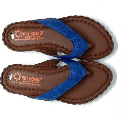 Dép nữ Huy Hoàng da đà điểu màu xanh dương HT7410